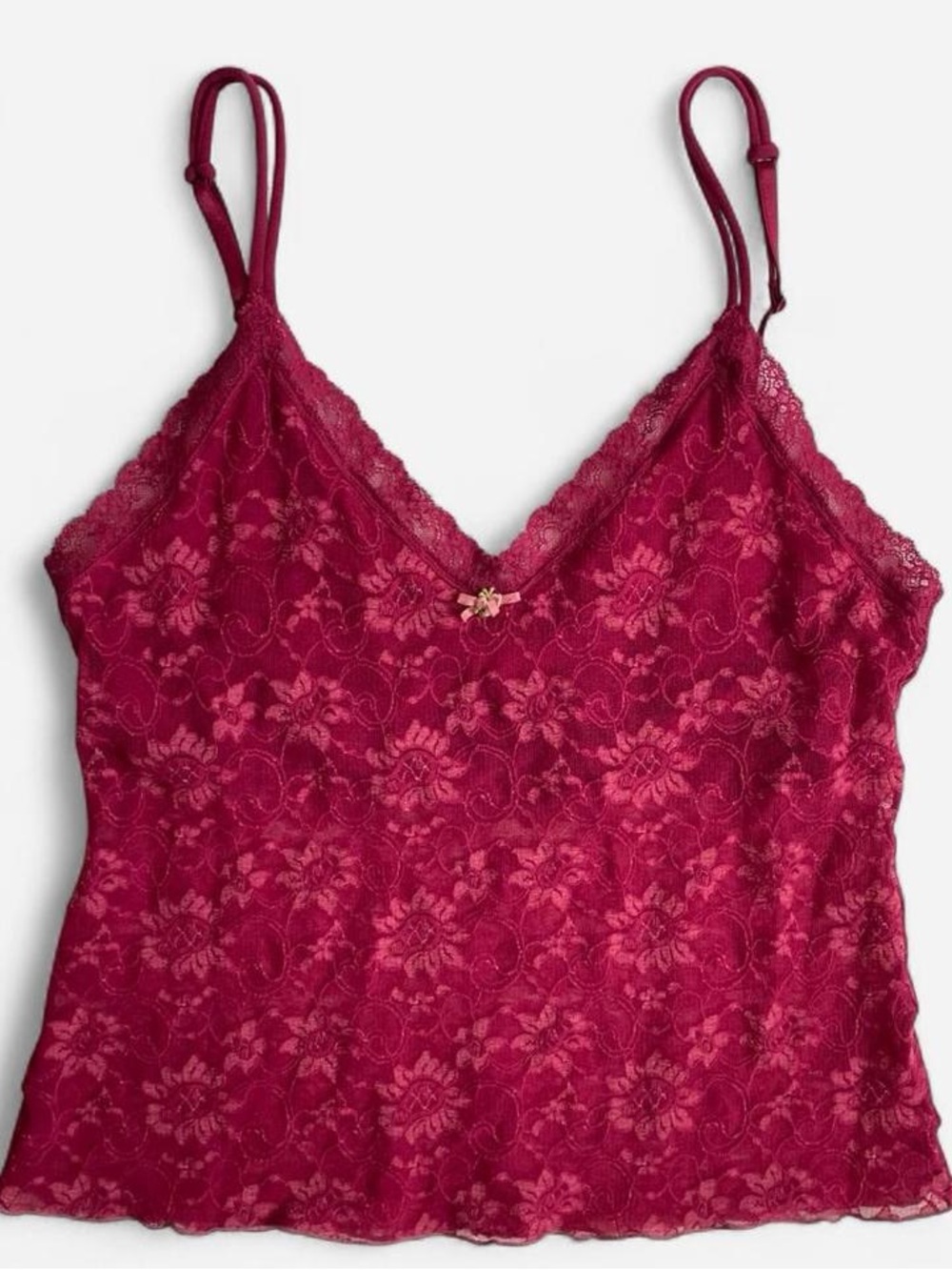 Vintage Y2K Victoria’s Secret magenta lace floral cami